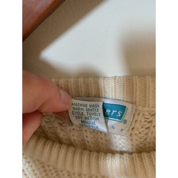 Partners Mervyns Womens Size Large Chunky Knit Sweater Cream Vintage Crewneck - Picture 6 of 6